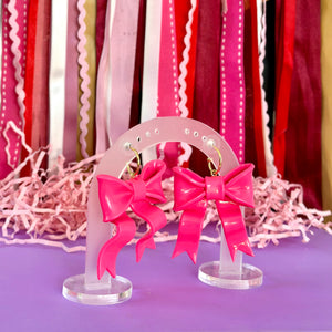 Mega Bow Dangles - Neon Pink