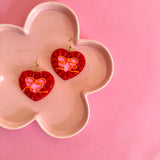 Heart Ribbon Dangles - Red and Orange