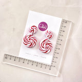 Candy Cane Drop Dangles - Red and White