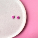 Small Rose Studs - Pink