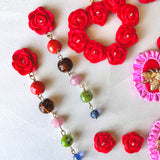 Red Rose Beaded Drops