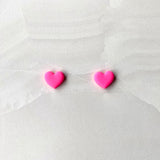 Mini Heart Studs - Neon Pink