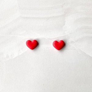 Mini Heart Studs - Romantic Red