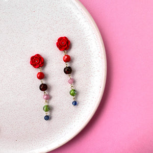 Red Rose Beaded Drops