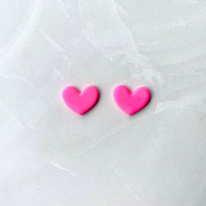 Maxi Heart Studs - Neon Pink