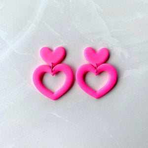 Heart Dangles - Neon Pink